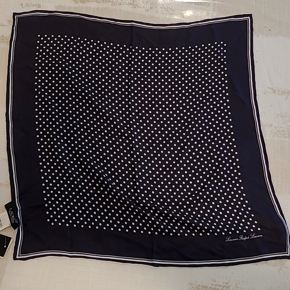 Lauren Ralph Lauren Polka Dot Scarf 100% Silk
